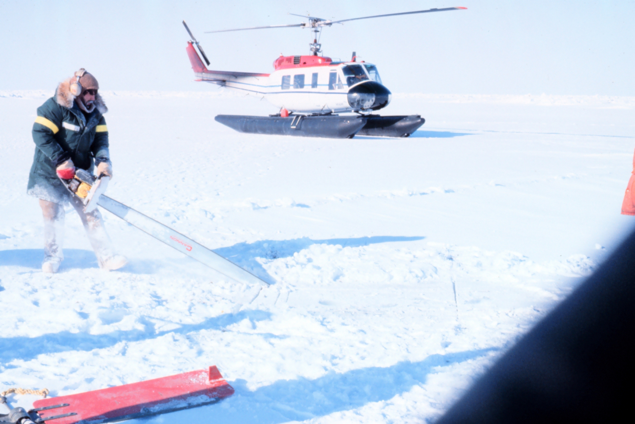 Helicopter operating in Beaufort Sea area