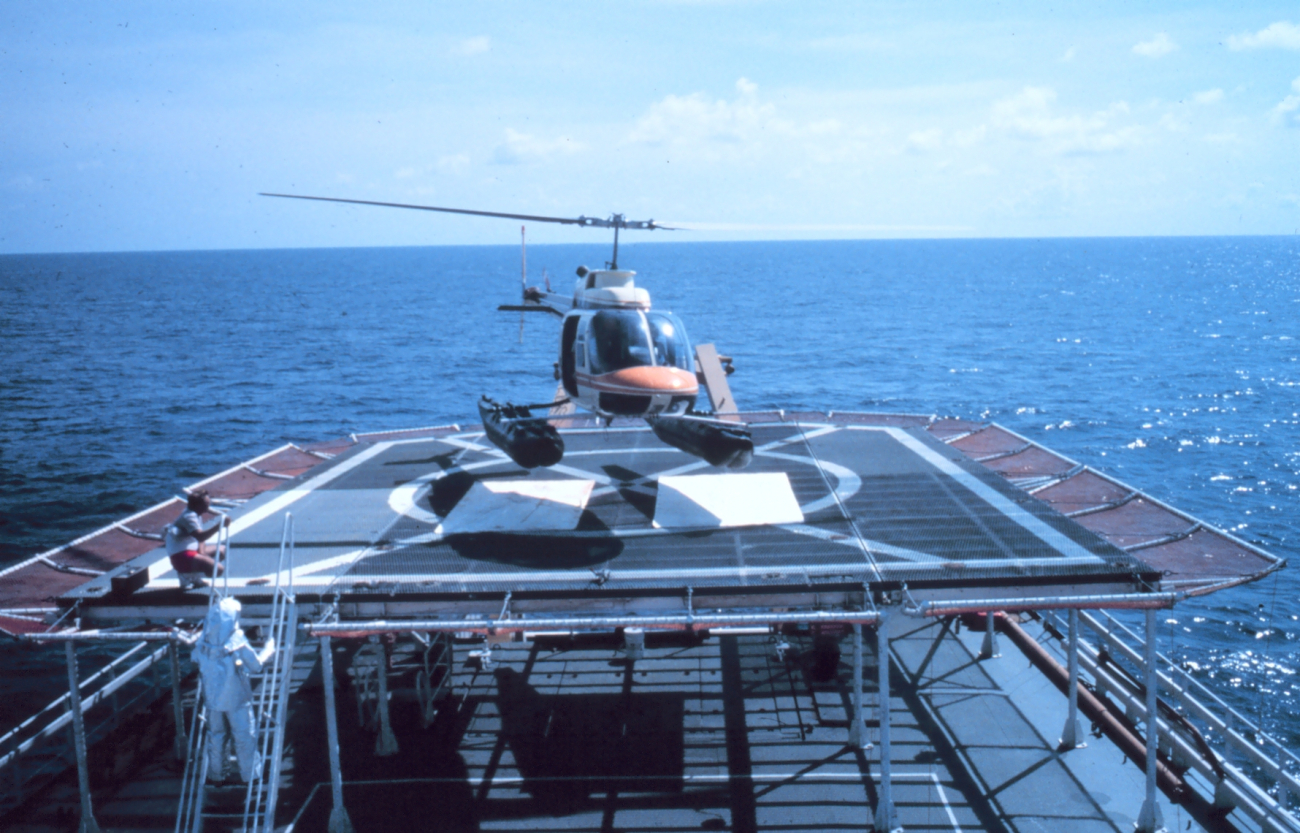 Helicopter operations off NOAA Ship RESEARCHER during Ixtoc I oilspill studies