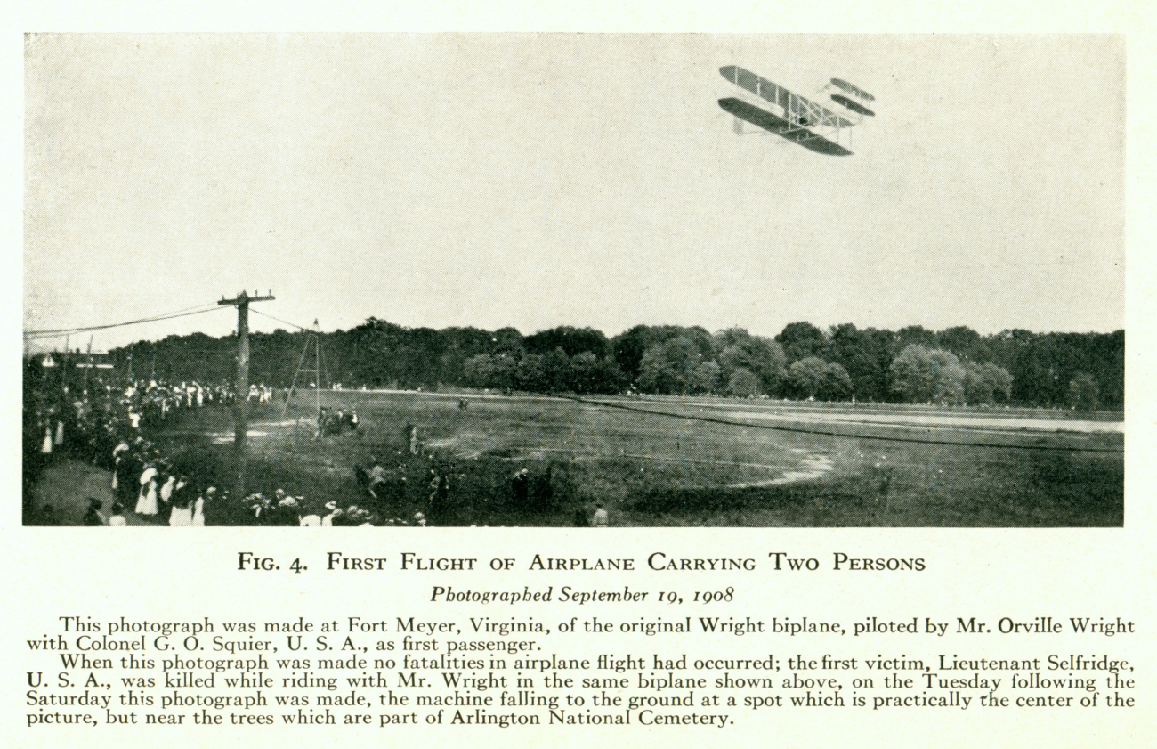 First flight of airplane carrying two persons
