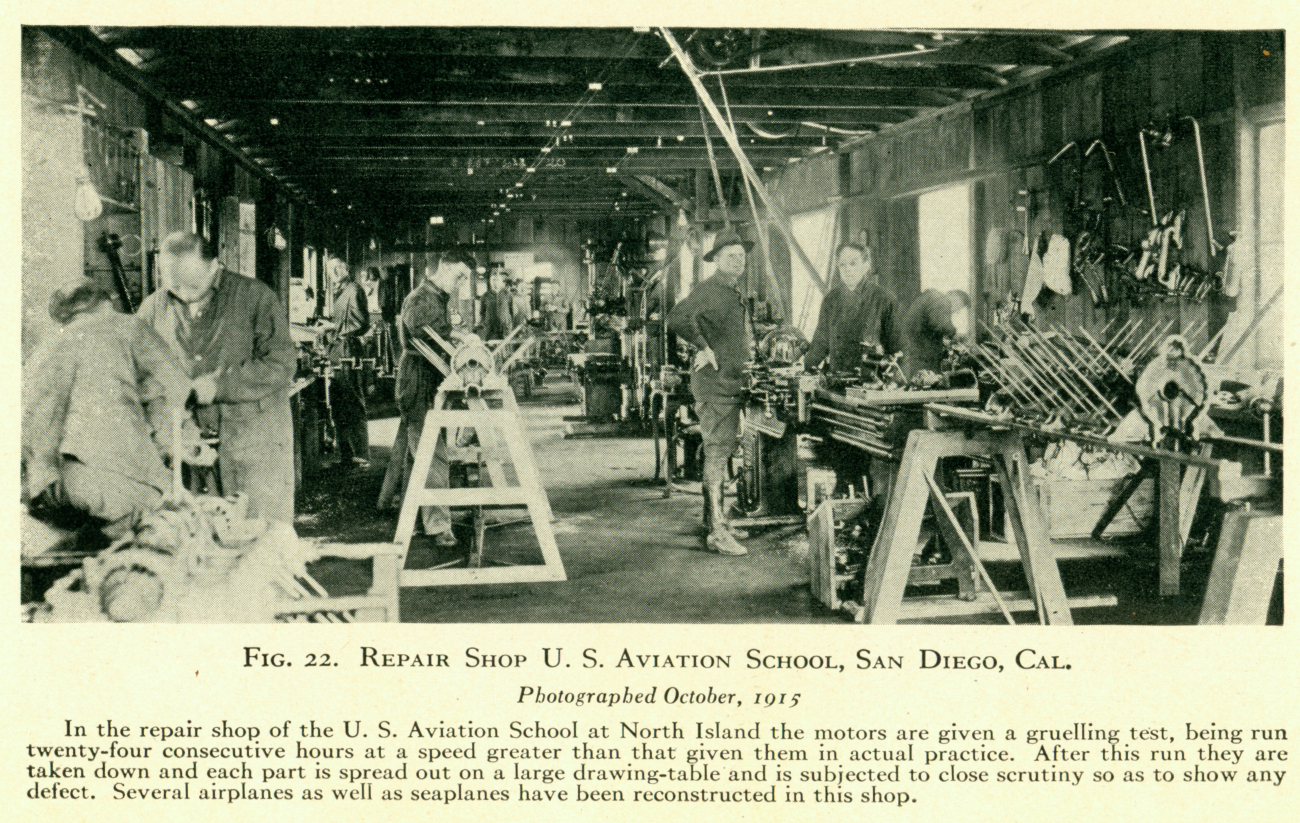 The aircraft repair shop of the U