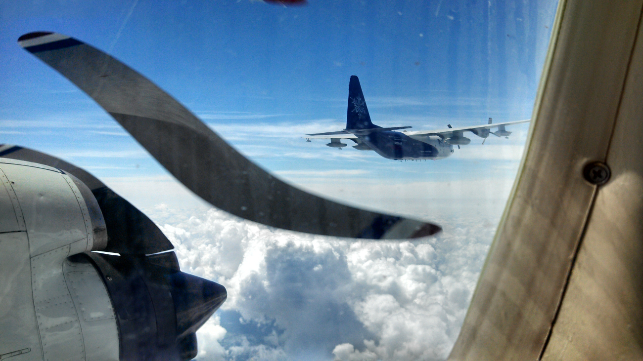 NSF C-130 during intercomparison flight with NOAA P-3 during atmosphericchemistry studies over Southeast United States