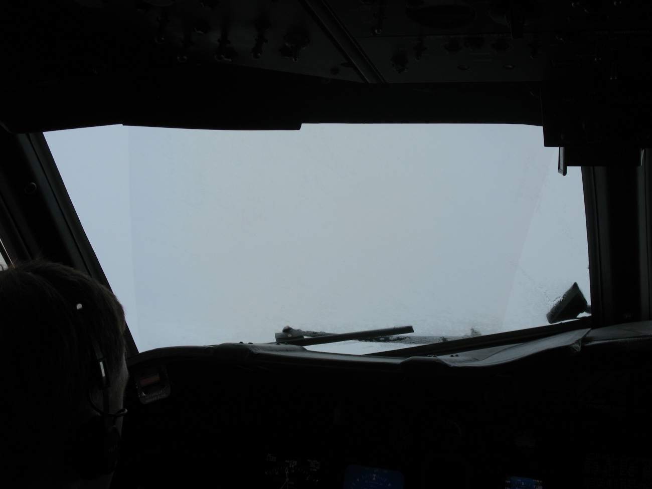 The pilot's view while traversing cumulonimbus clouds