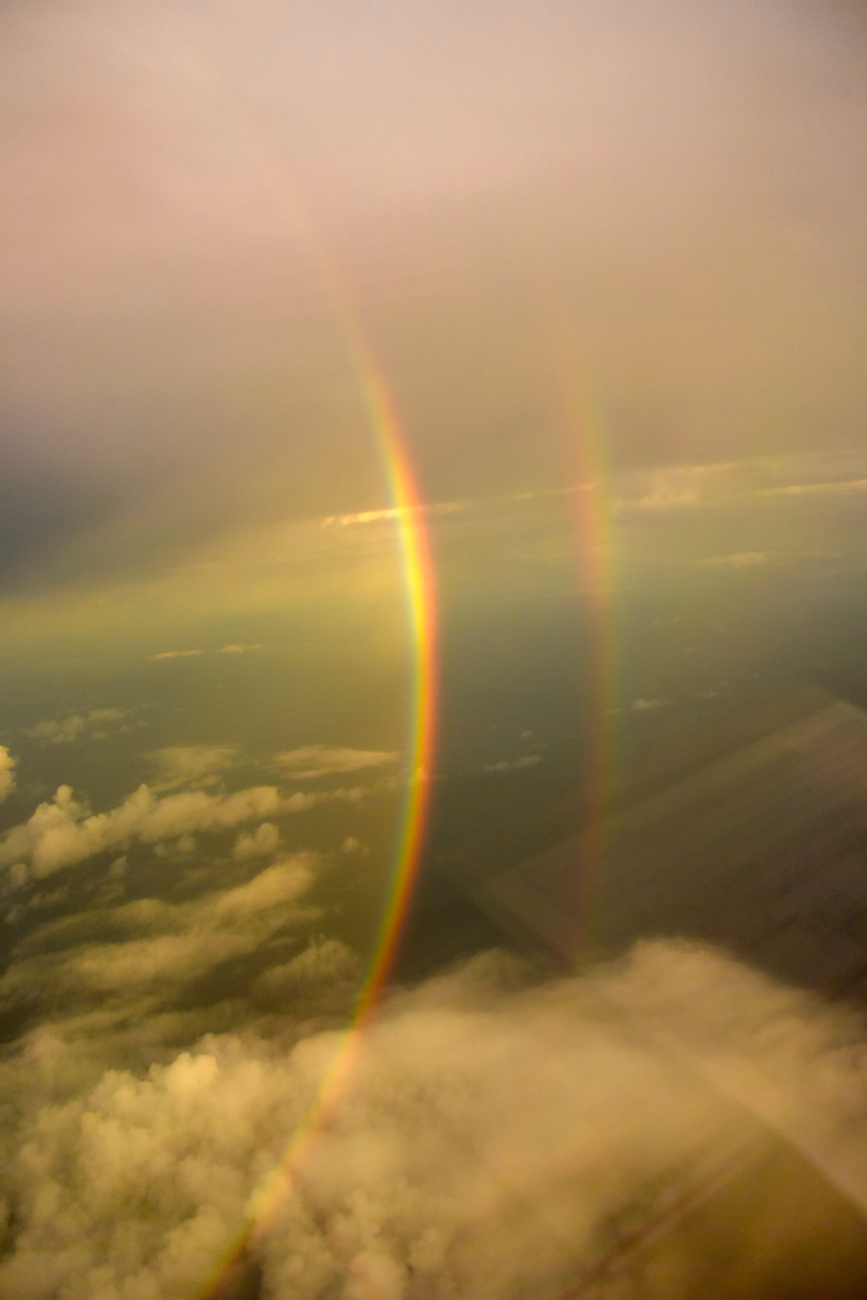 A double rainbow seen from a NOAA P-3 hurricane hunter
