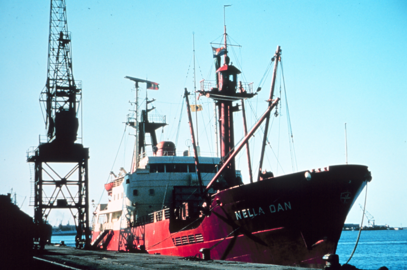 The NELLA DAN, a Danish ship, used by Australians to supplyAntarctic stations and transport personnel back and forth