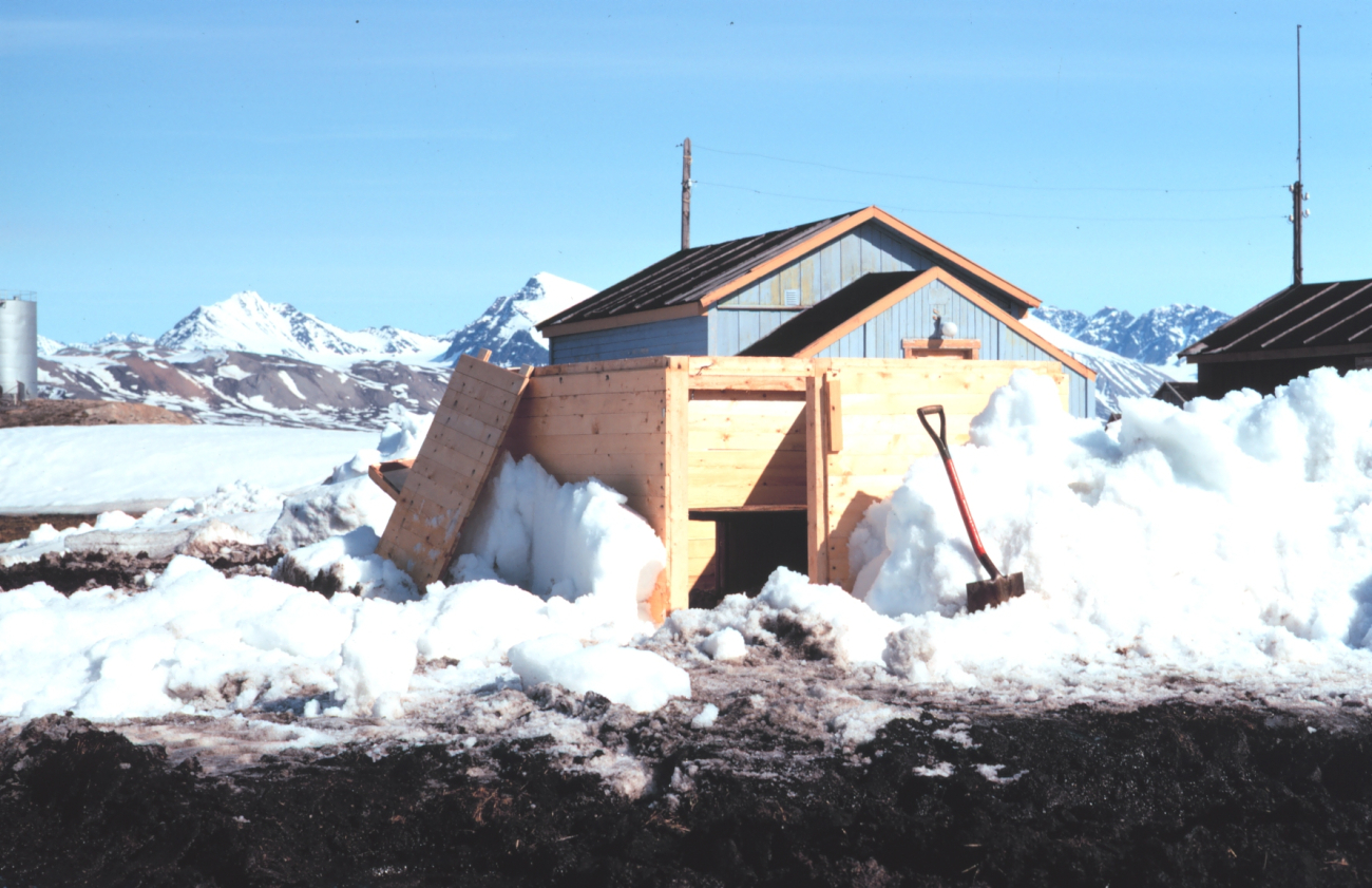 Observation hut for both BC-4 and Transit satellite receiver dug out of the snow