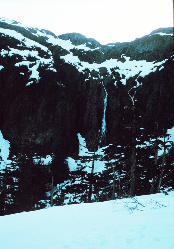 A waterfall in Prince William Sound