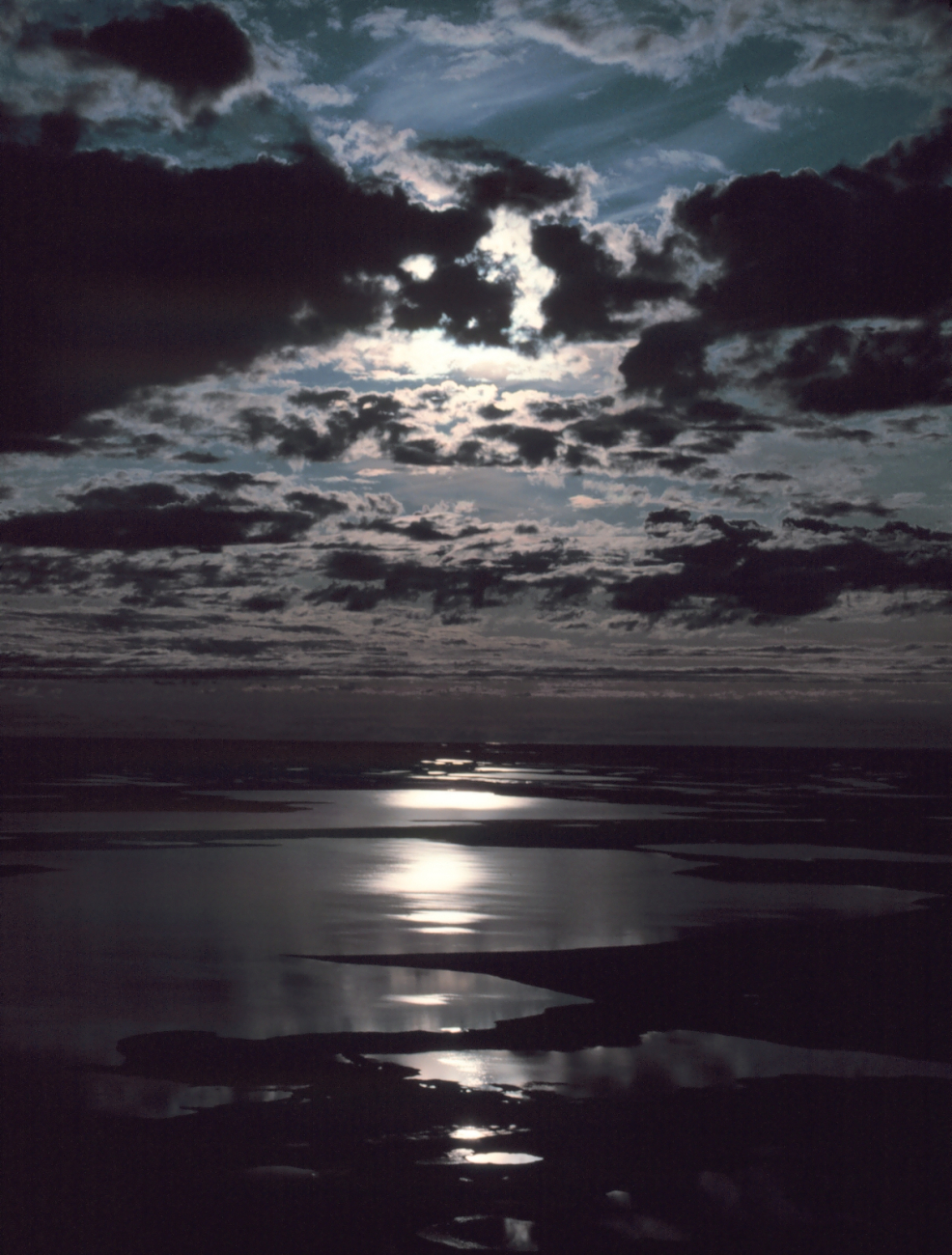 Moonbeams reflecting off the Beaufort Sea
