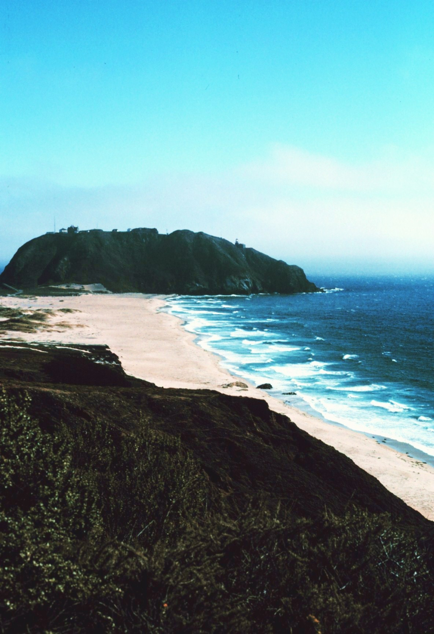 Point Sur, connected to the mainland by a narrow sand beach