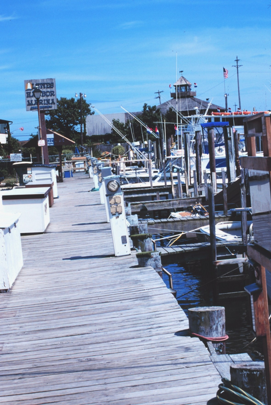 Recreational sport fishing boats at a pier in Lewes