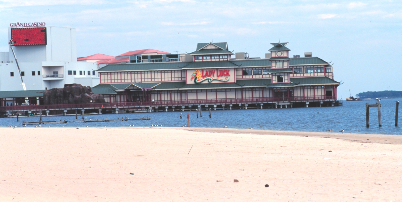 Gambling casinos have been built along the beach at Biloxi