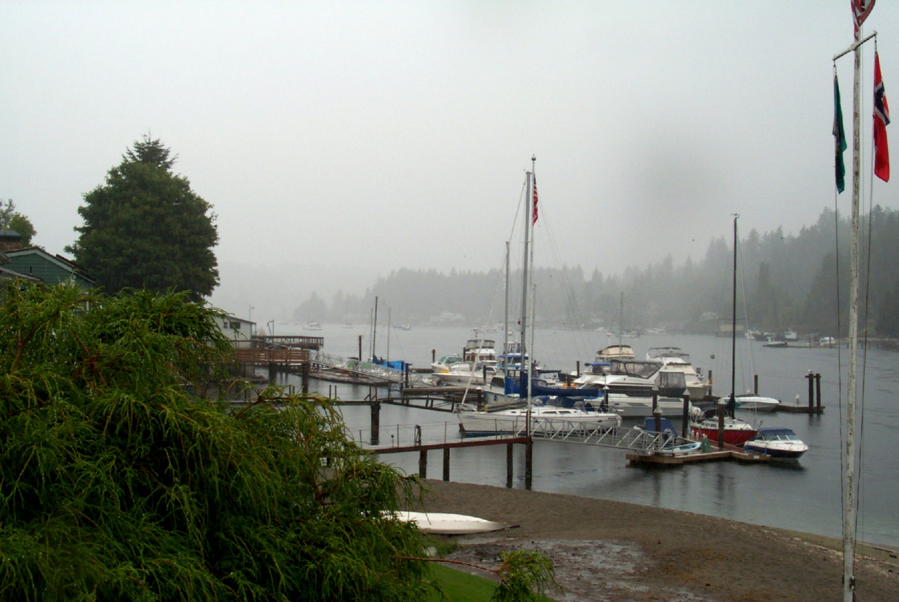 A rainy day inside of Gig Harbor