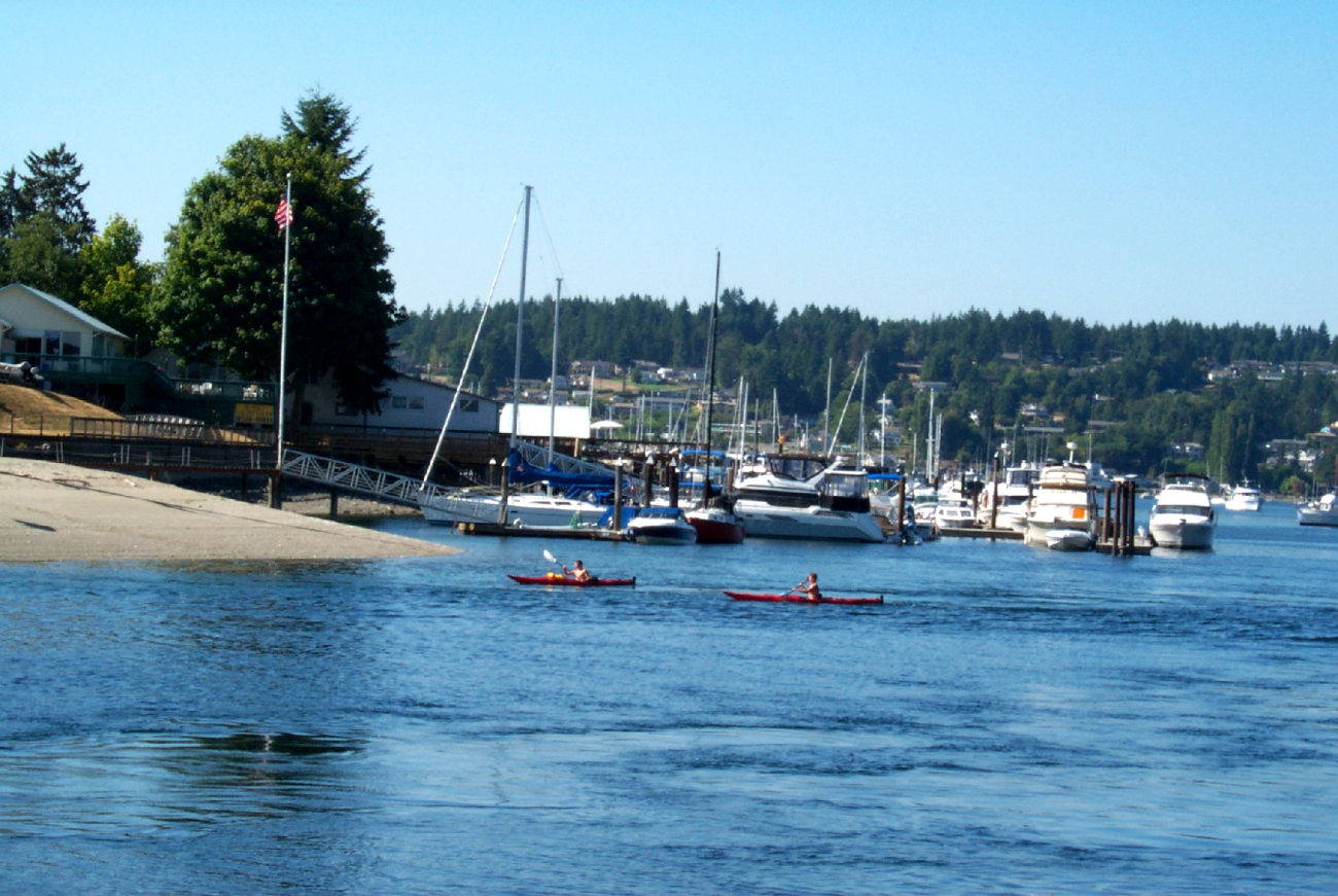 Kayakers enjoying a quiet day inside of Gig Harbor