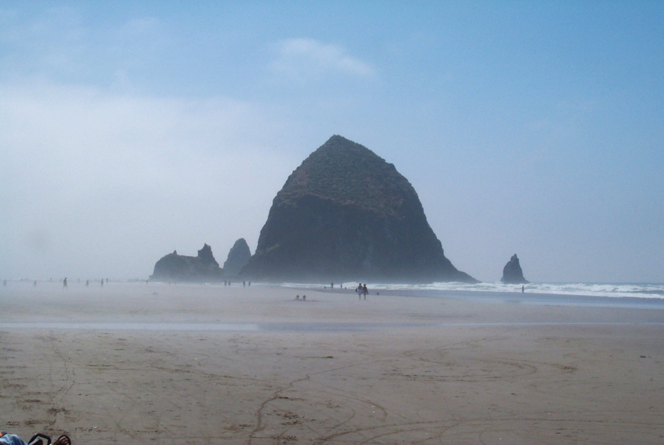 Looking south towards Haystack Rock at Cannon Beach