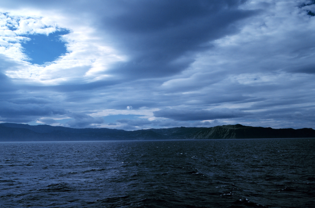 Dramatic cloud formation over the Puale Bay area of the Alaska Peninsula