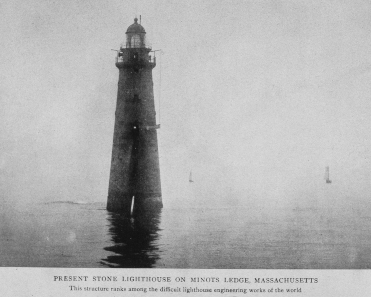 Present Stone Lighthouse on Minots Ledge, Massachusetts