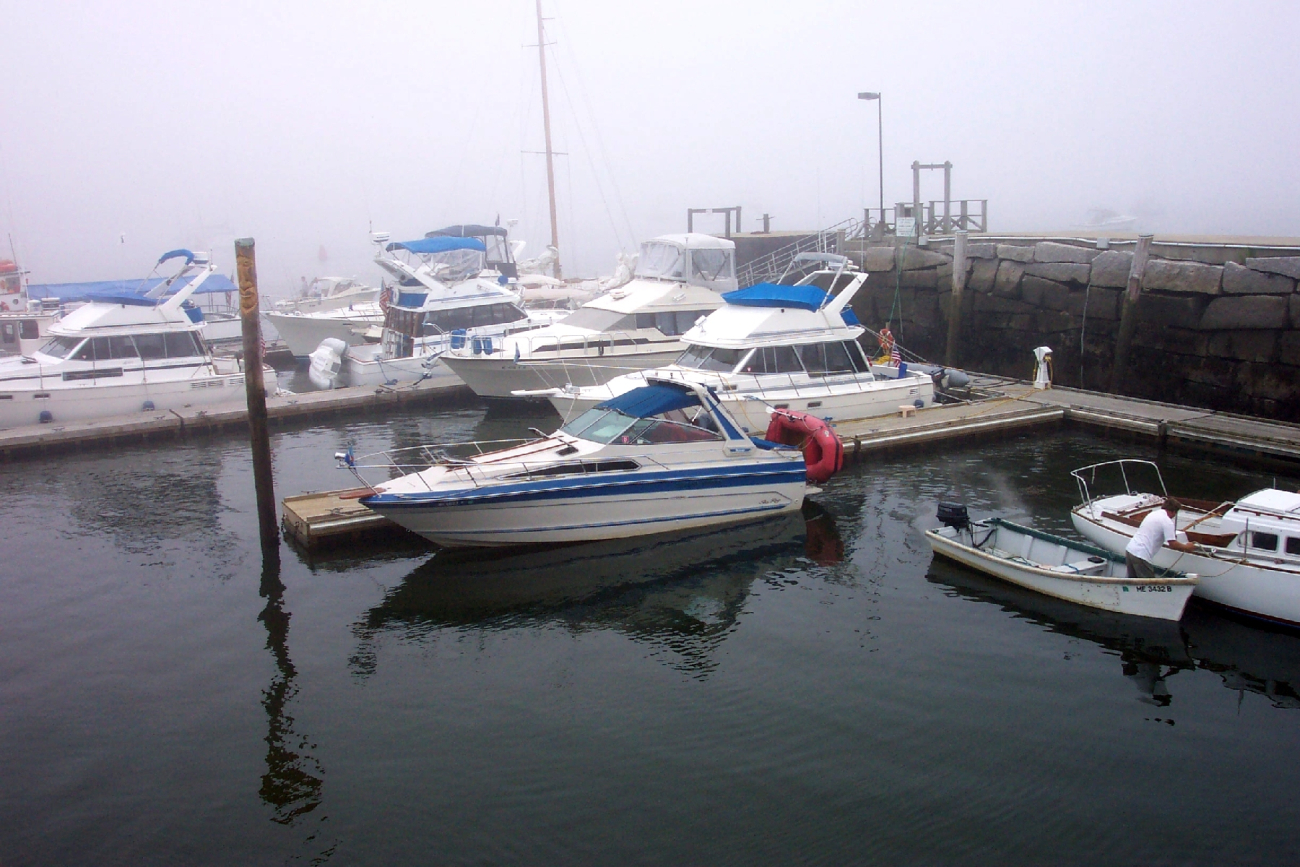 The harbor at Belfast on a foggy morning