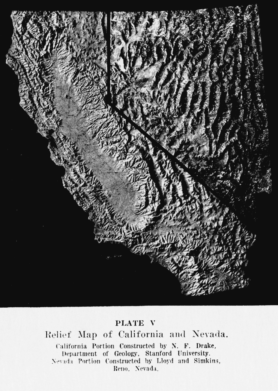 A physiographic diagram of California and Nevada, published prior to 1915