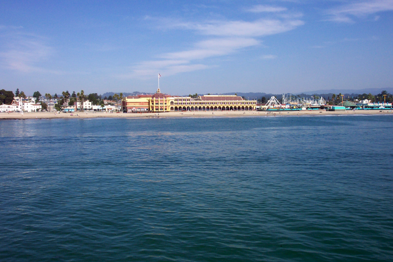 Coconut Grove and the Santa Cruz Boardwalk as seen from the Santa Cruz wharf