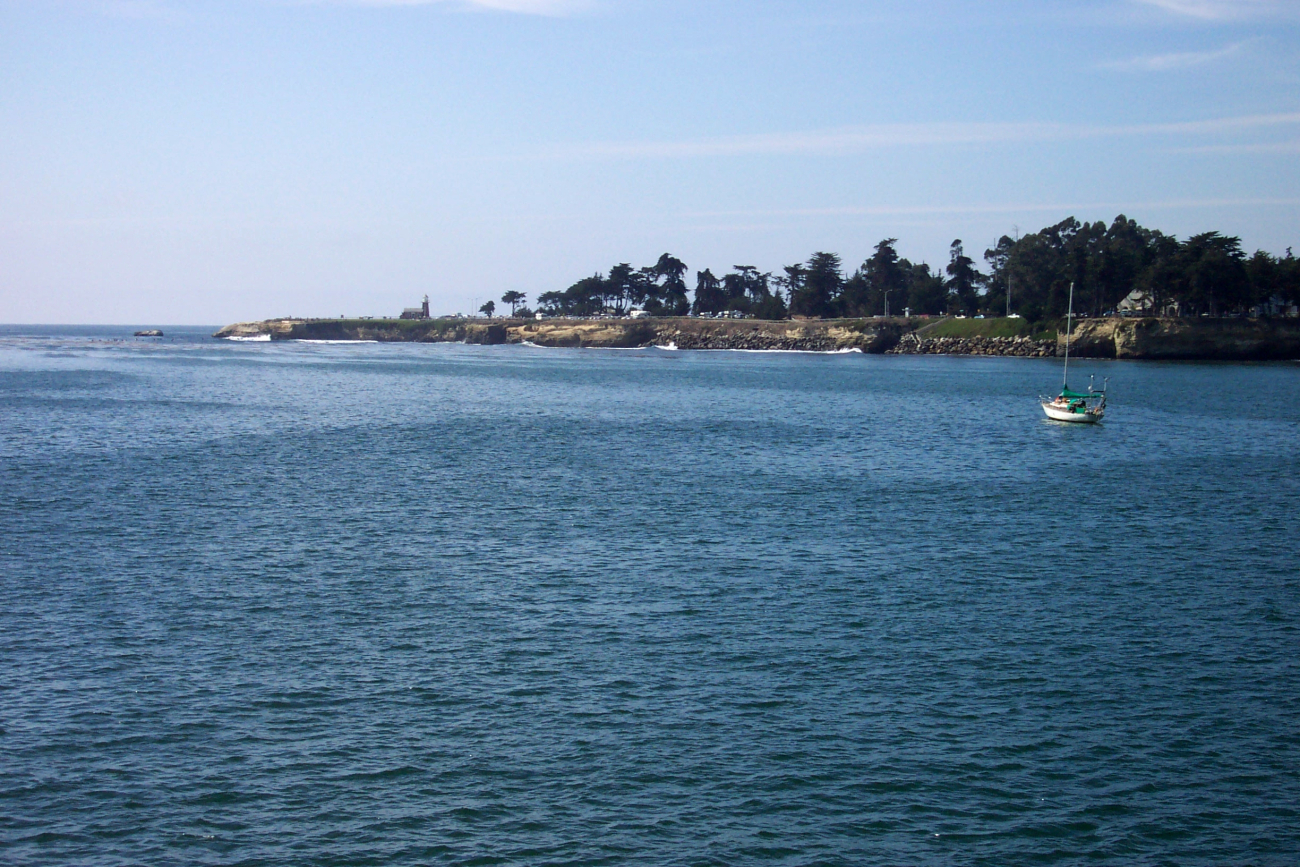 Santa Cruz Lighthouse Point, Steamers Land, and West Cliff Drive as seen fromthe Santa Cruz Wharf