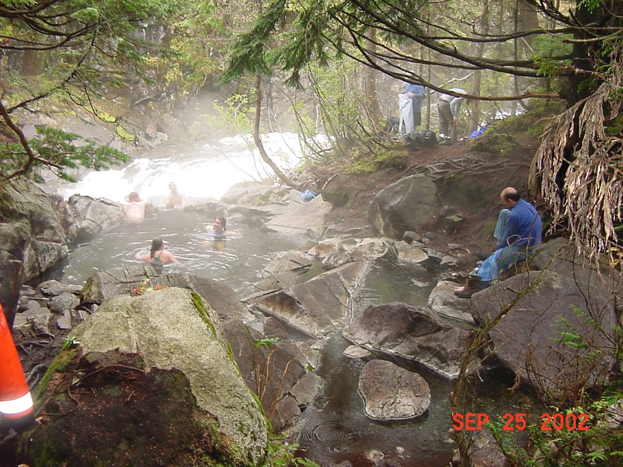 Enjoying the hot springs at Hot Springs Bay