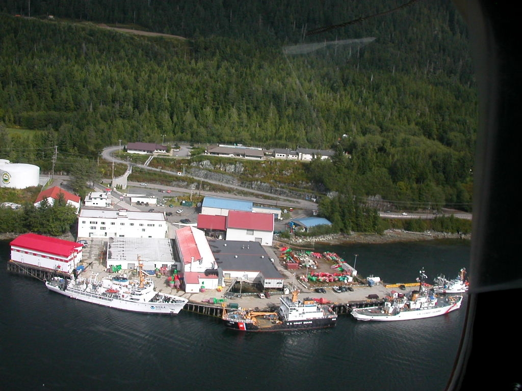 FAIRWEATHER tied up at ISC Ketchikan with the buoy tender PETITE and theCutter ACUSHNET