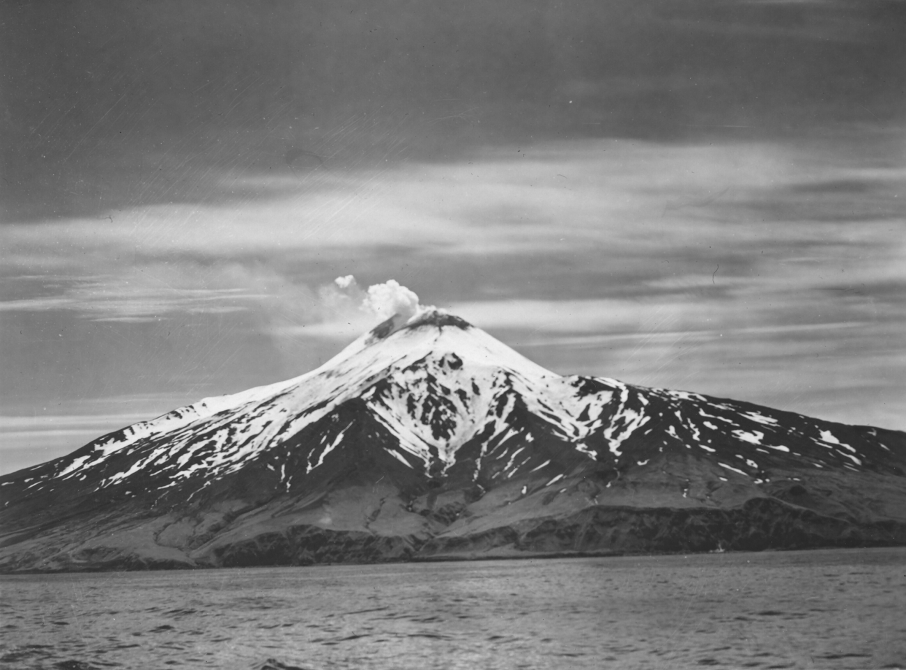 Aleutian volcano in late summer