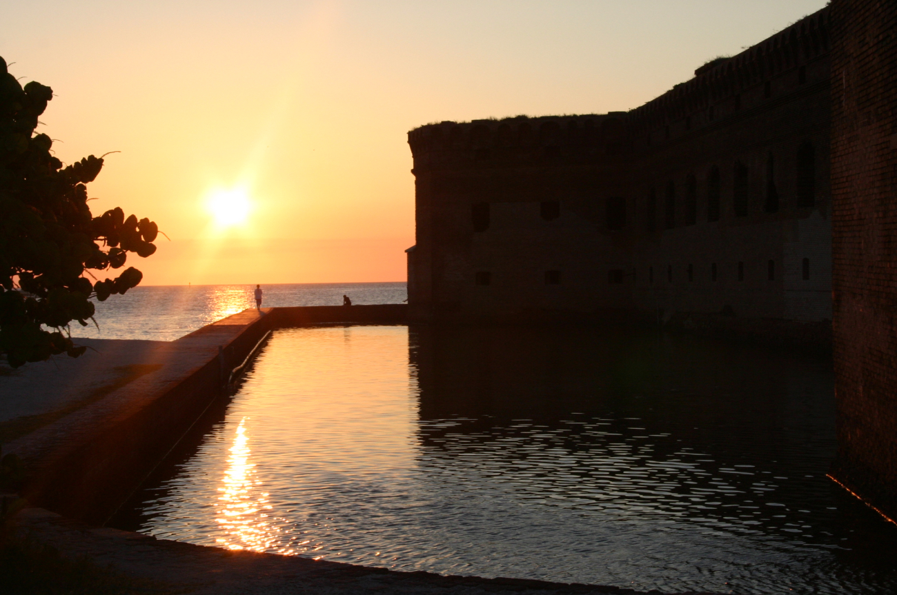 The moat at sunset at Fort Jefferson