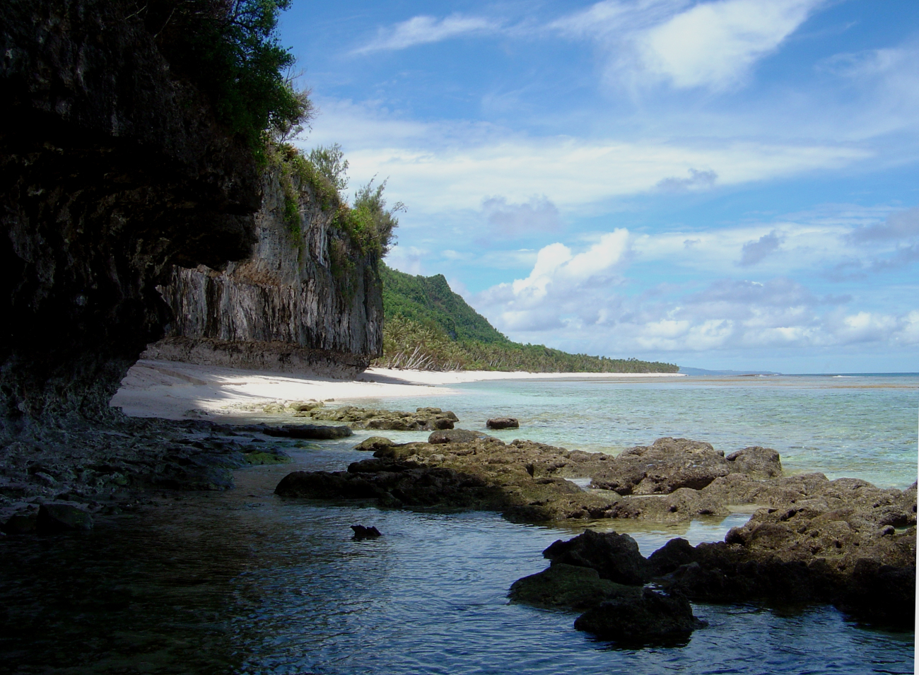 Eroding coral rock and wave undercut cliffs on Guam