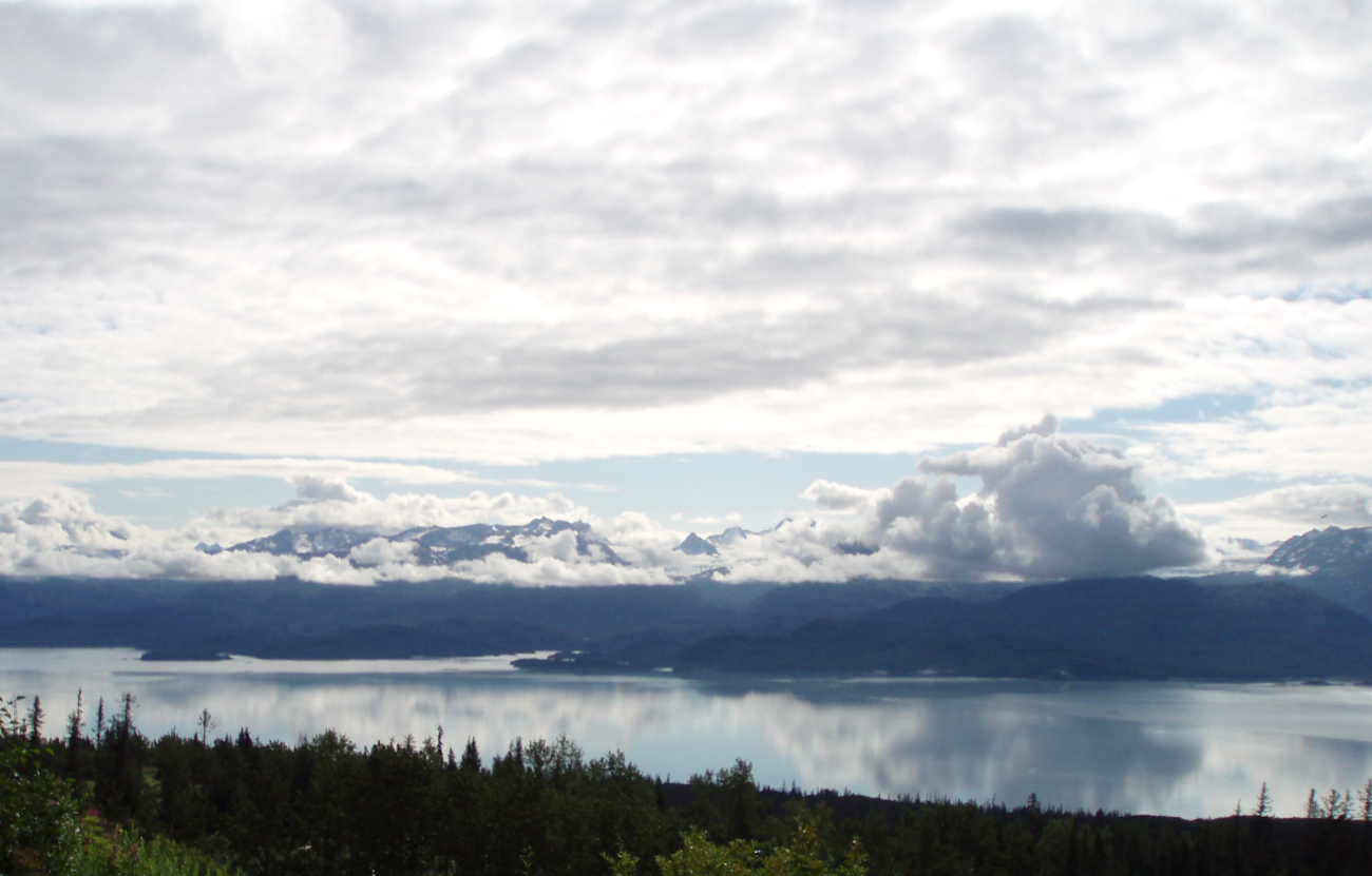 Cloud and mountain reflections at Kachemak Bay
