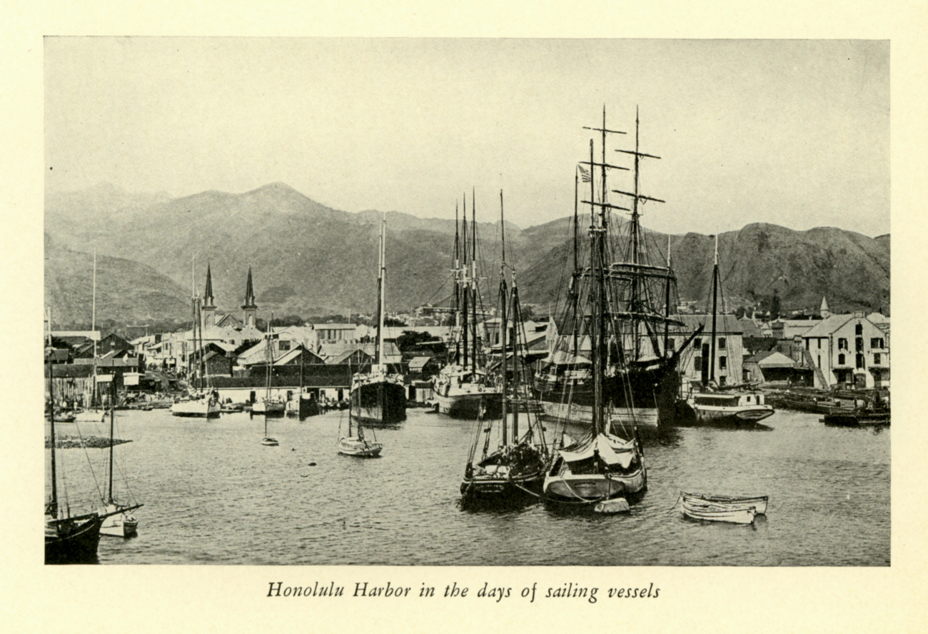 Honolulu waterfront in the days of sail ca