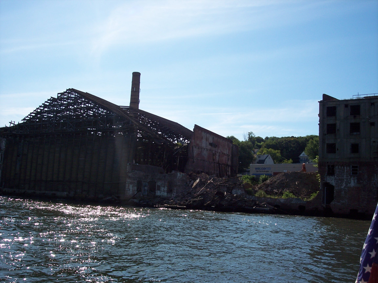A crumbling industrial facility somewhere in the New York waterfront area