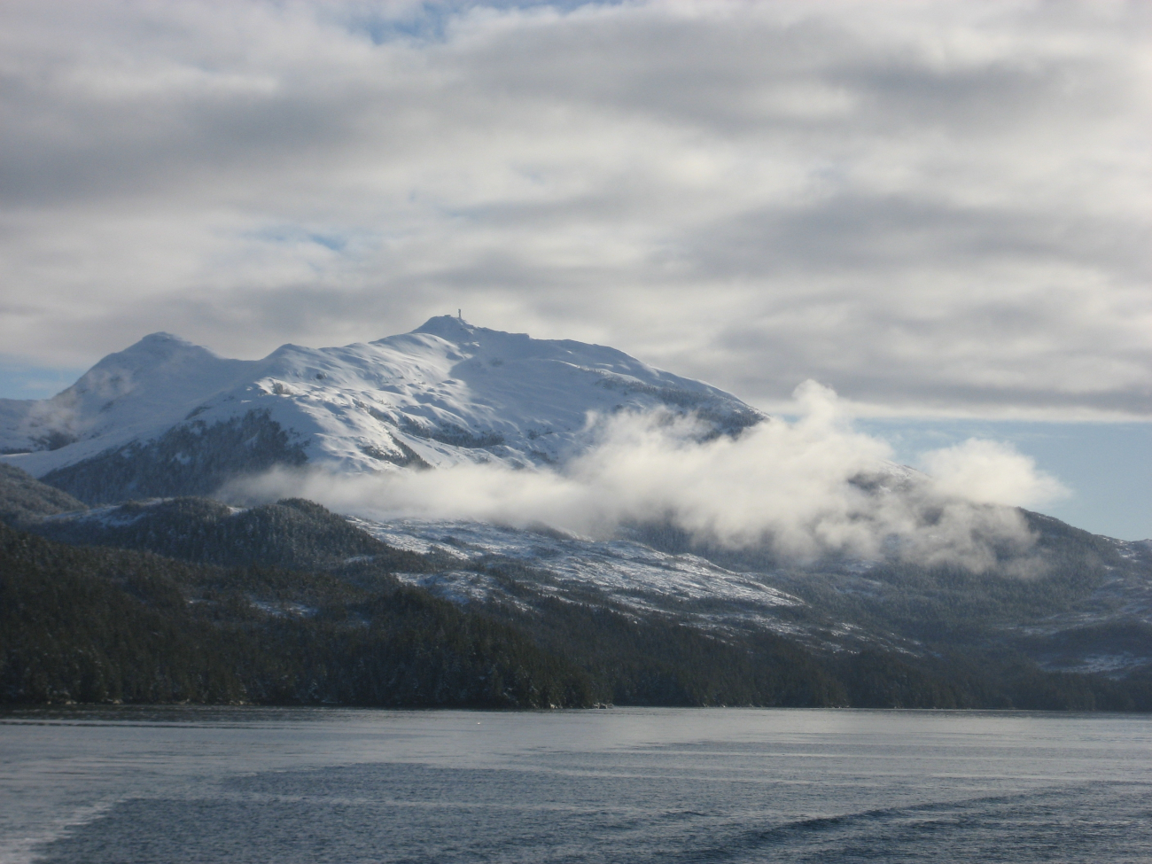 A cold communications tower along the Inside Passage