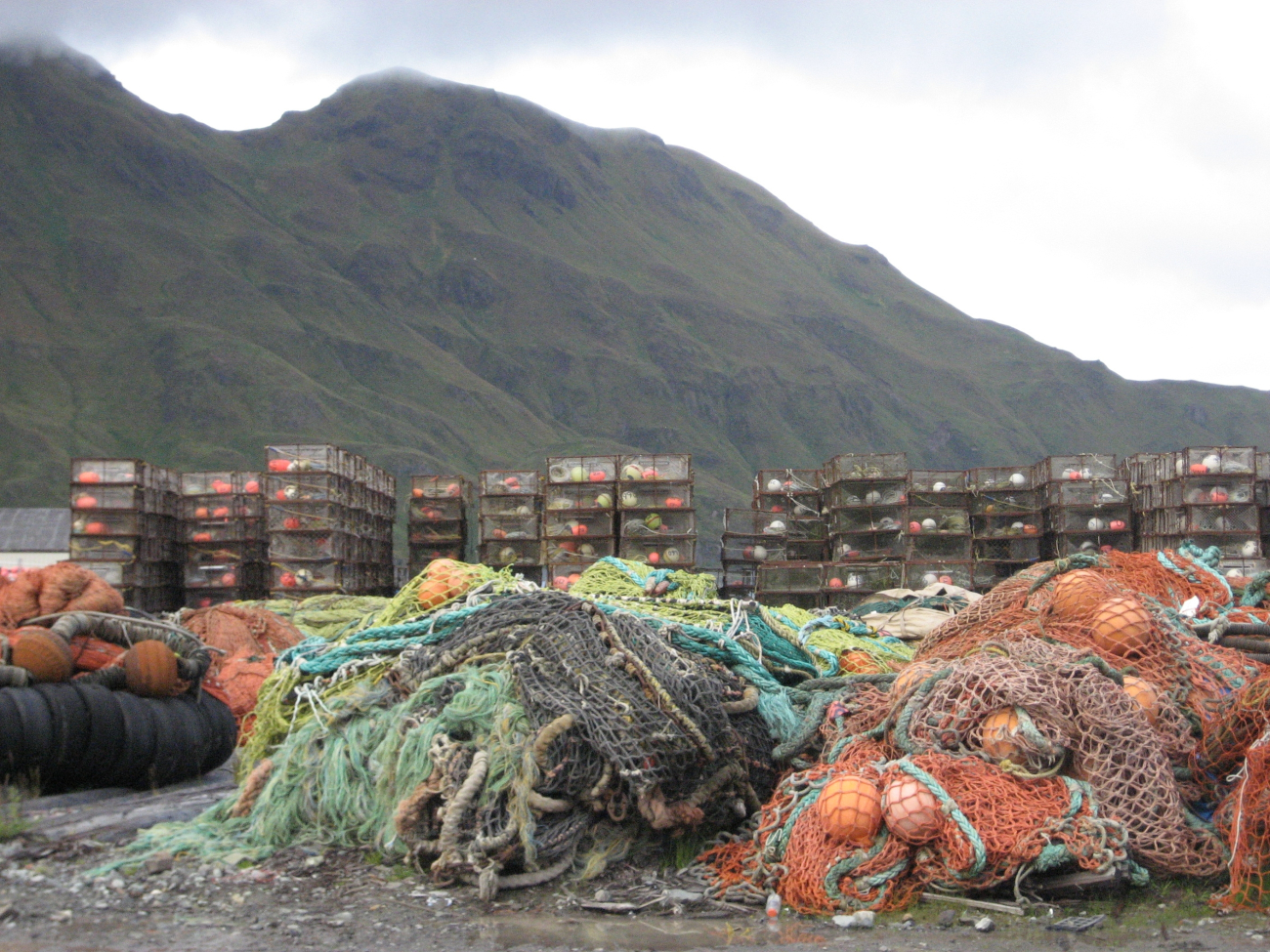 Ubiquitous crab pots and fishing nets at Dutch Harbor
