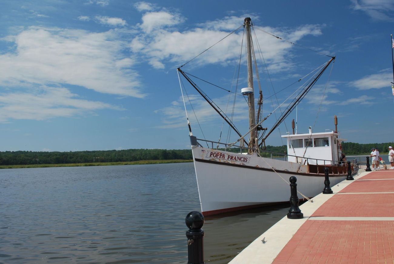 The Poppa Francis tied up at the Leonardtown Quay during its waterfront festival
