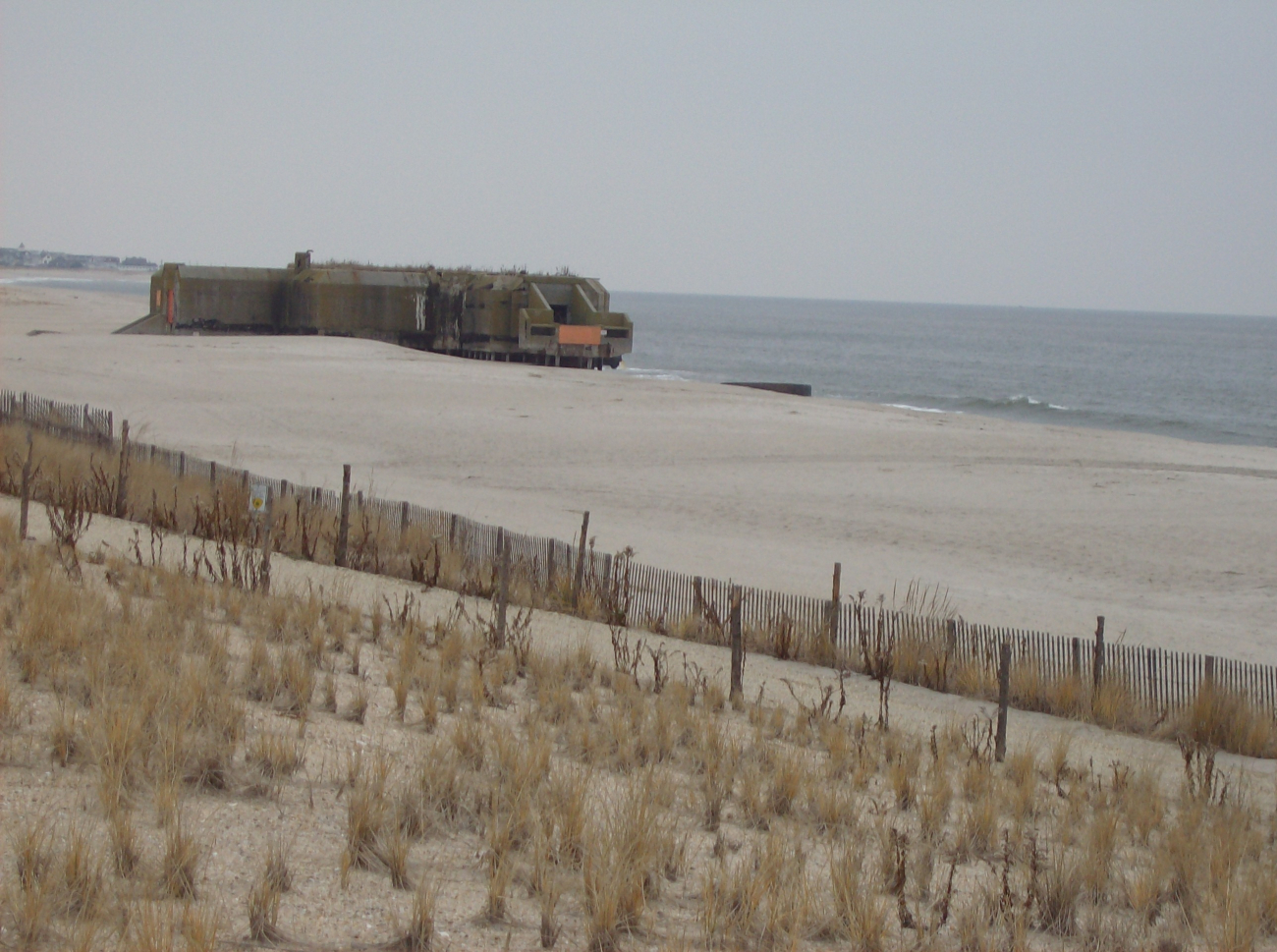 World War II Coast Artillery bunker exposed by retreating dune line at Cape May
