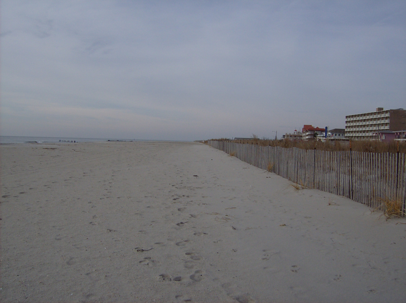 Deserted Cape May beach on a winter morning