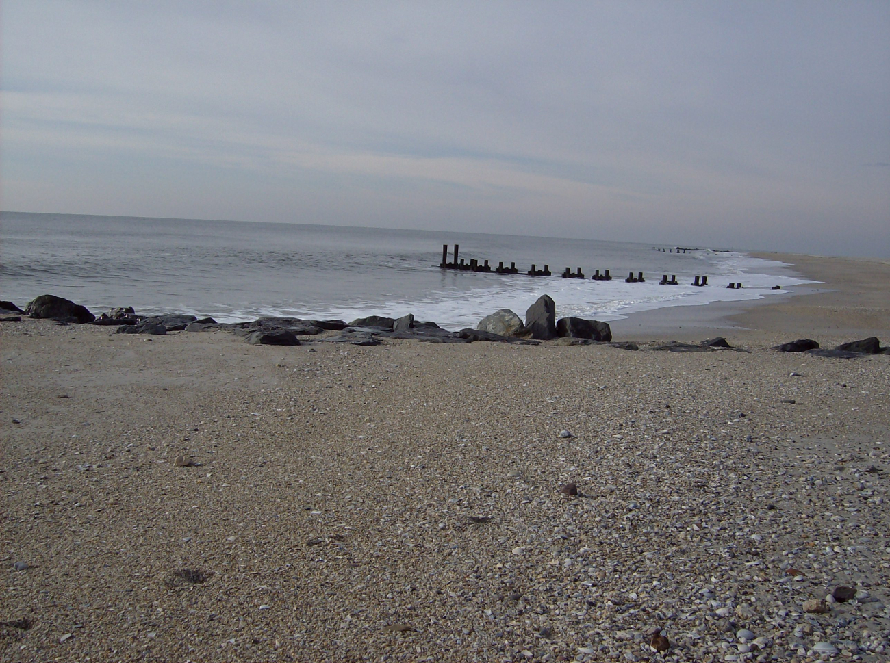Groins and piers disrupting flow of sediment on Cape May