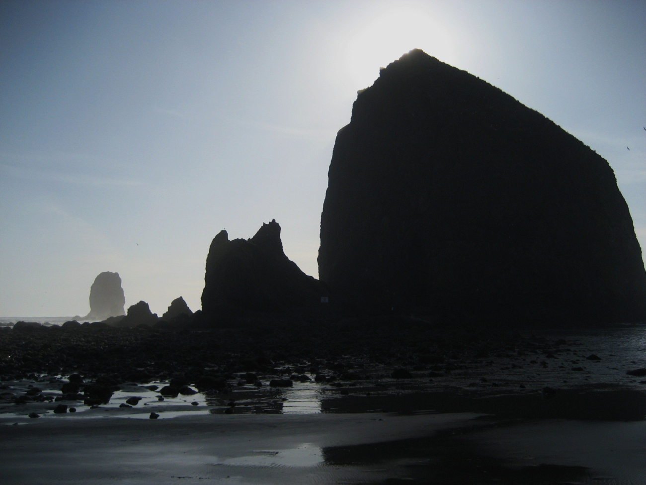 Haystack Rock at Cannon Beach at low tide