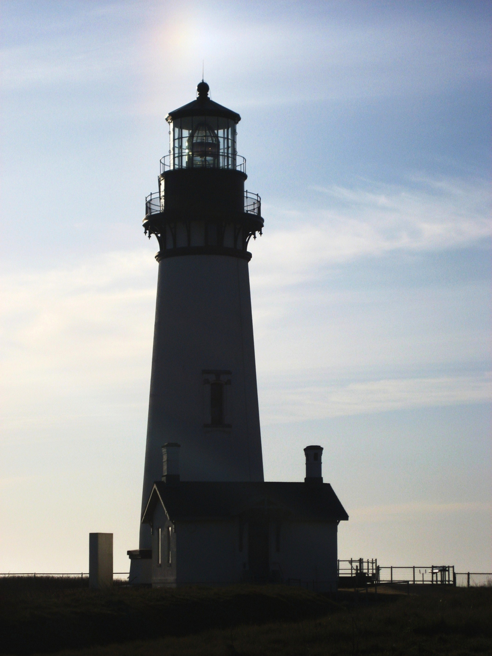 Yaquina Head Lighthouse with a sundog overhead
