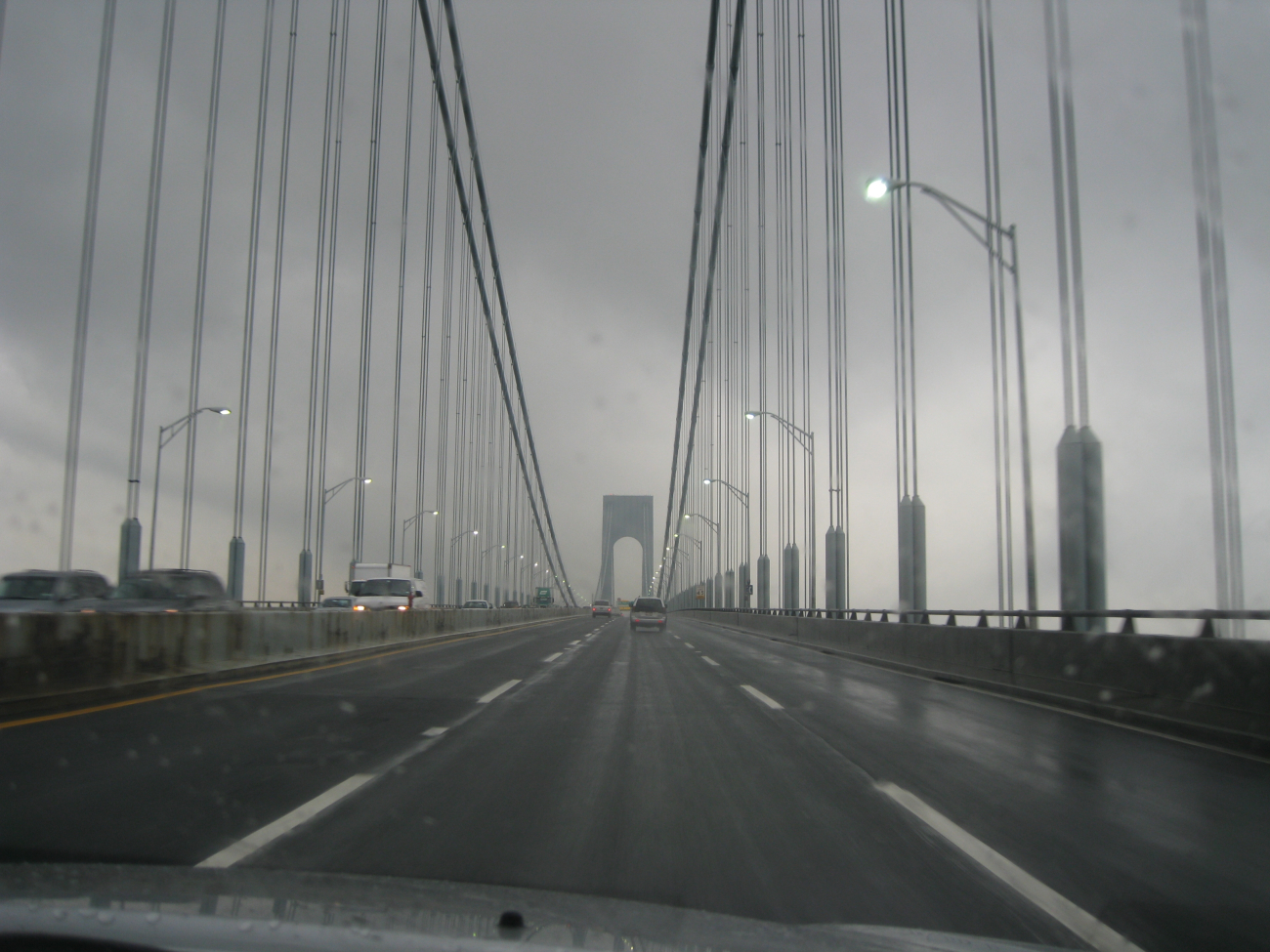 Crossing over Verrazano Narrows Bridge from Staten Island to Long Island