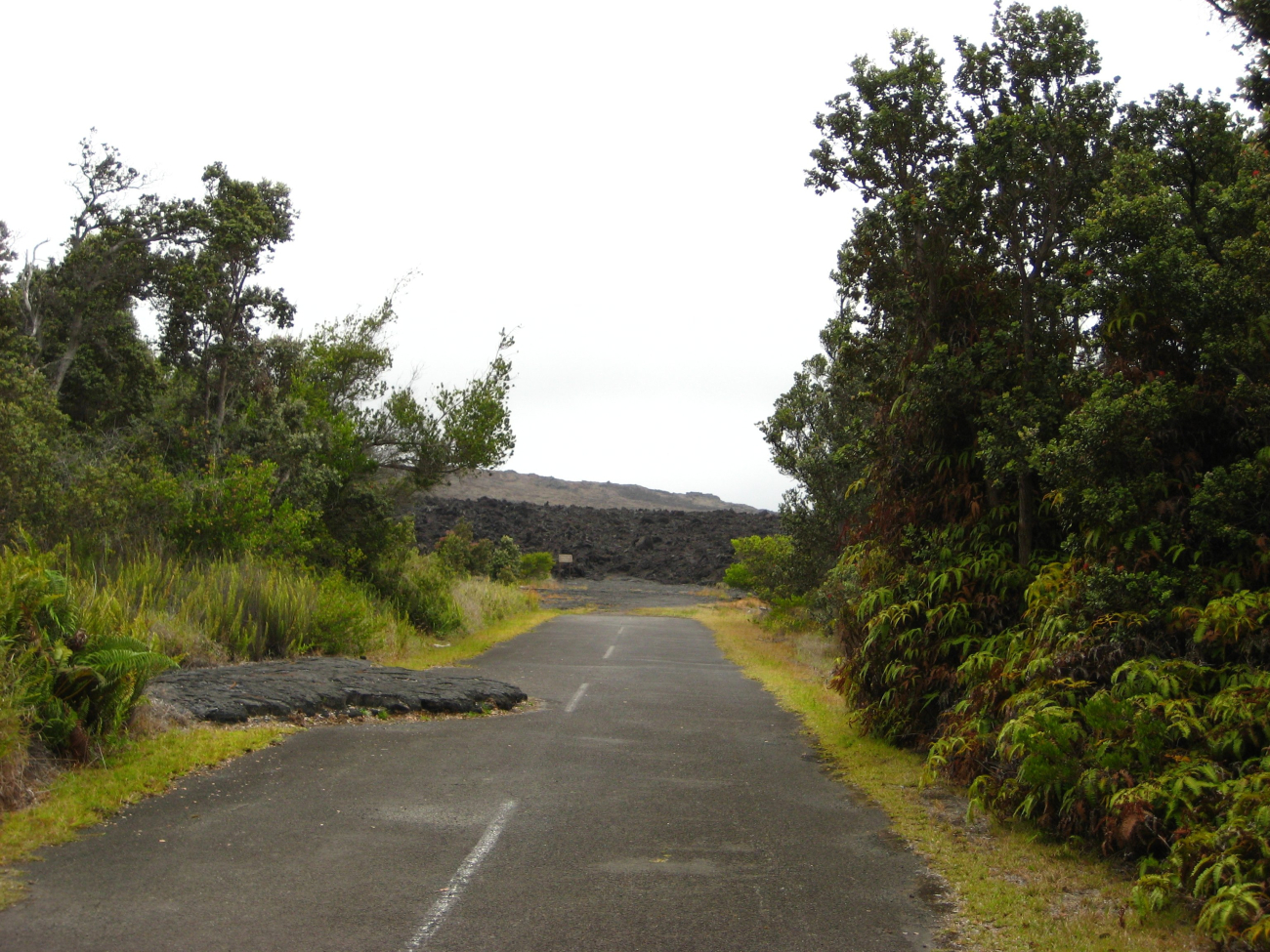 Looking up the now dead end road to the aa lava flow of January 1974