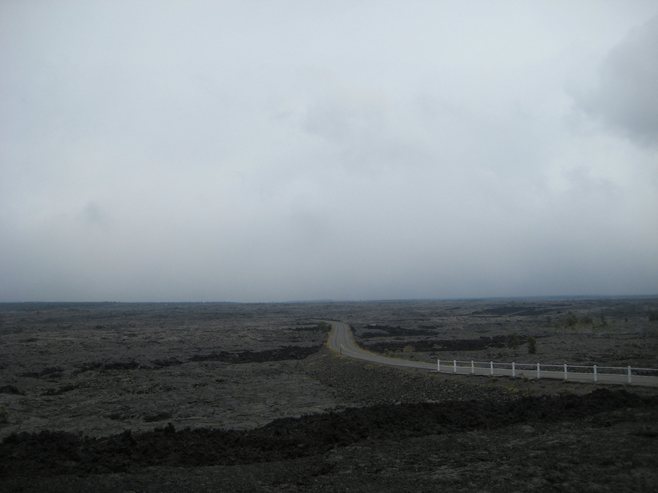 Highway built over recent lava flows