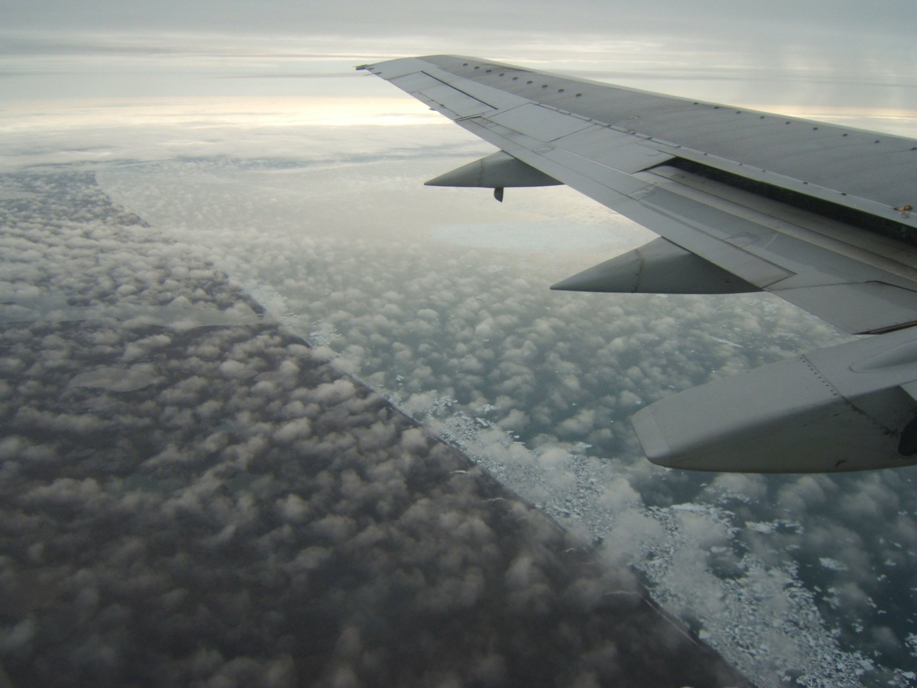Flying over the Arctic coastline prior to landing at Barrow
