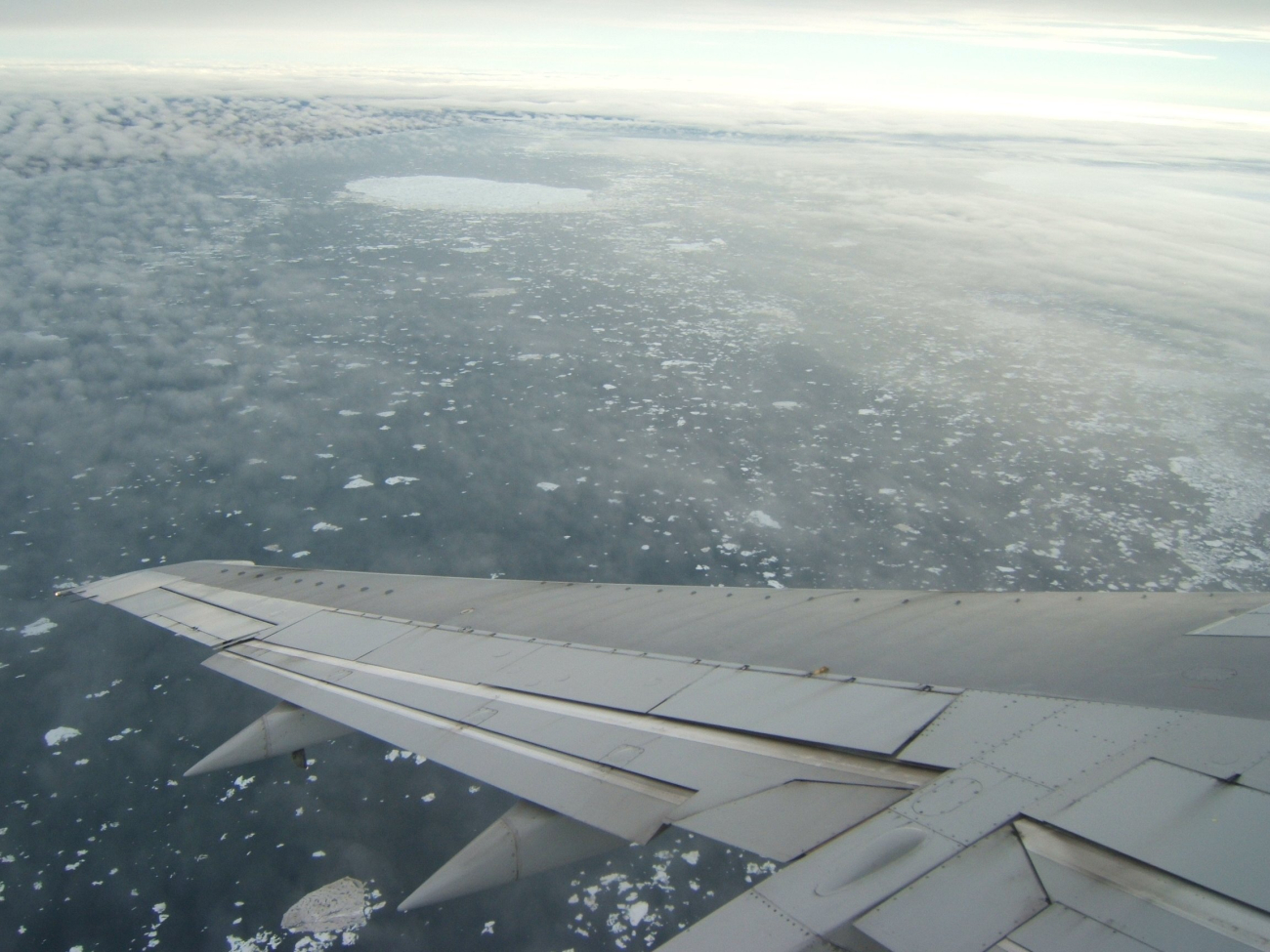 Flying over the Beaufort Sea turning for approach to Barrow