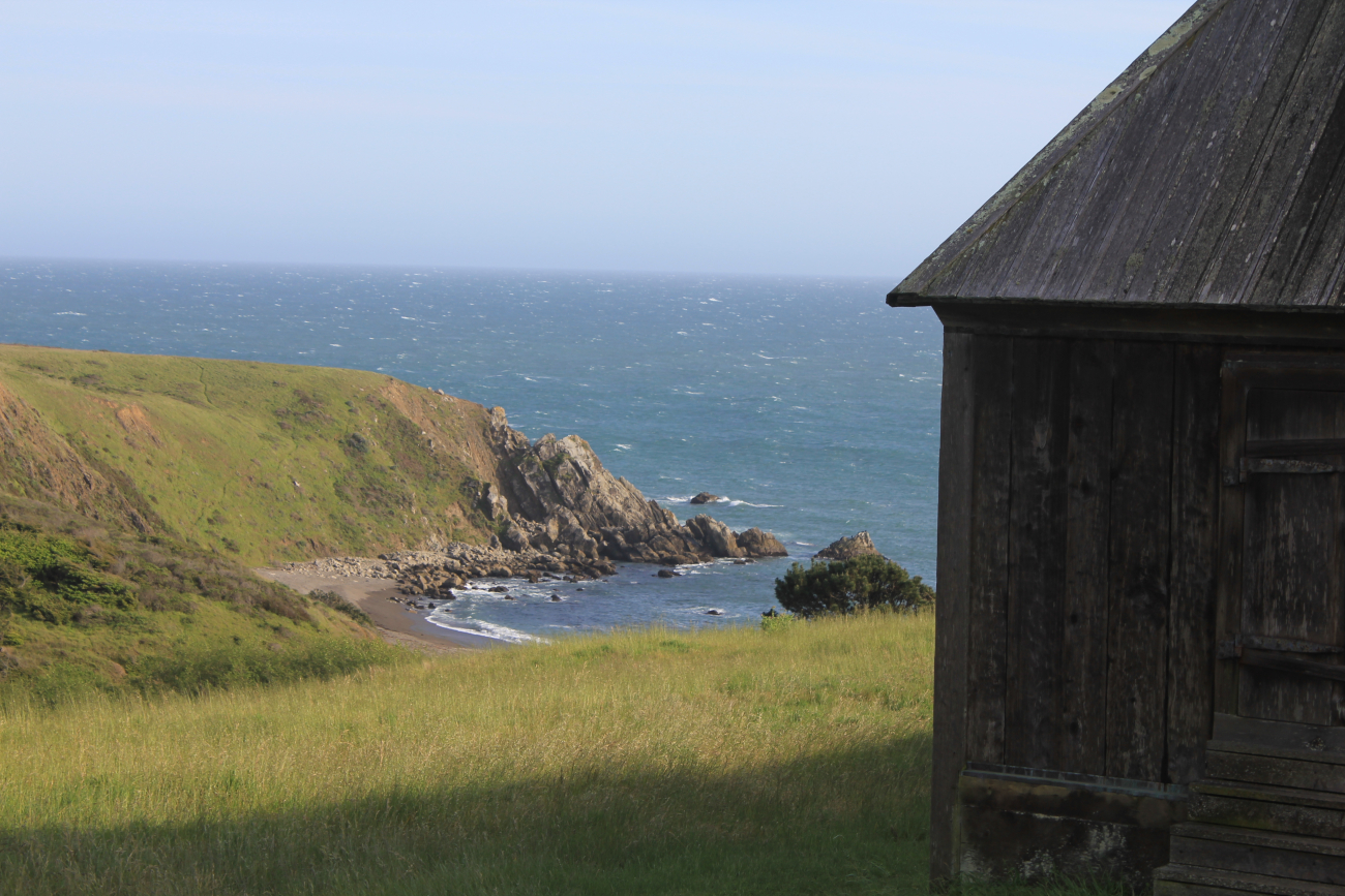 A view of the cove and rocky outcrop at Fort Ross