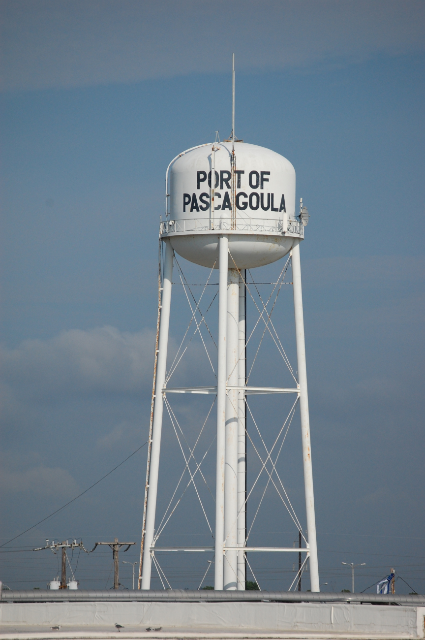 The water tower at the Port of Pascagoula