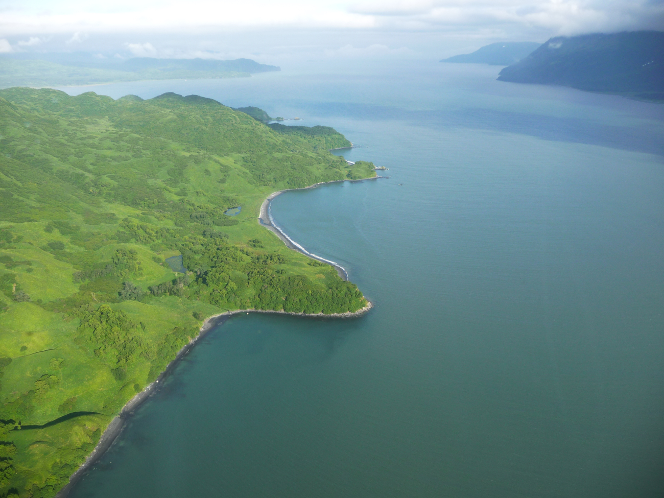 Aerial view of Kodiak Island shoreline