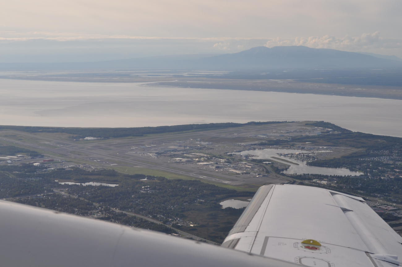 Departing Anchorage Airport on small plane for Dutch Harbor in the AleutianIslands