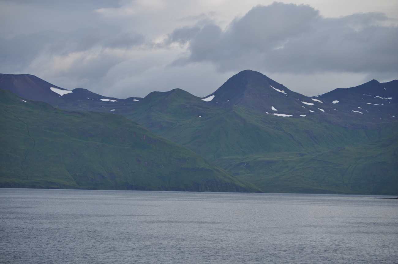 The volcanic mountains of Dutch Harbor