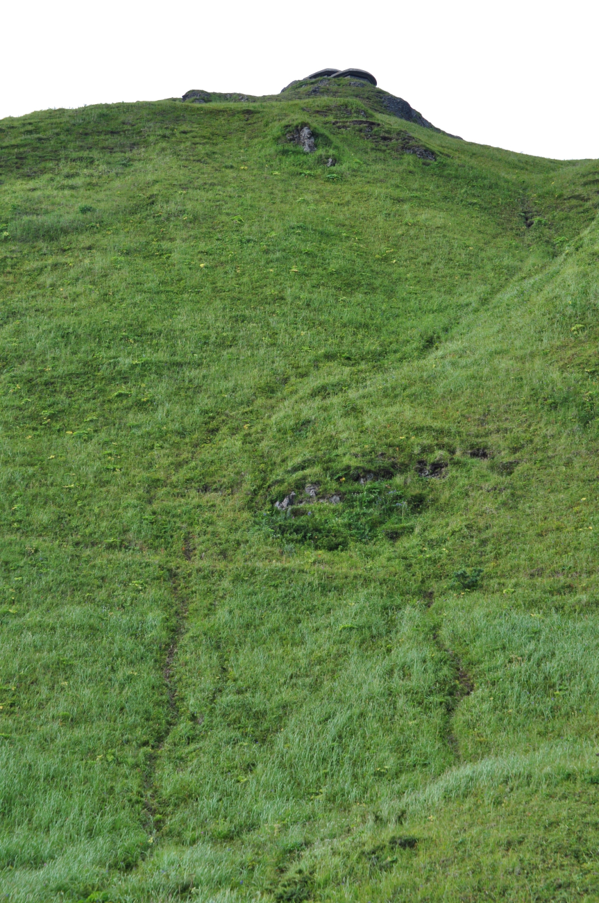 The path up to a World War II lookout station seen at the top of the image